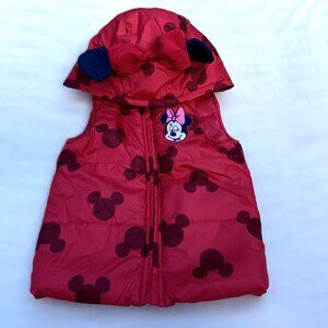 Disney Minnie Mouse Toddler Size 18 months Puffy Winter Vest With Mouse Ears
